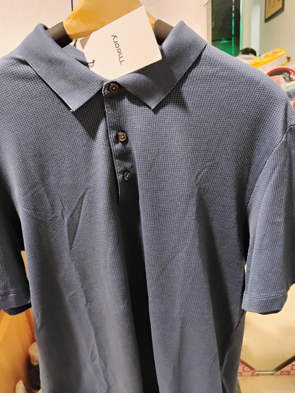 Theory Men's Blue Polo Shirt - Classic Short Sleeve